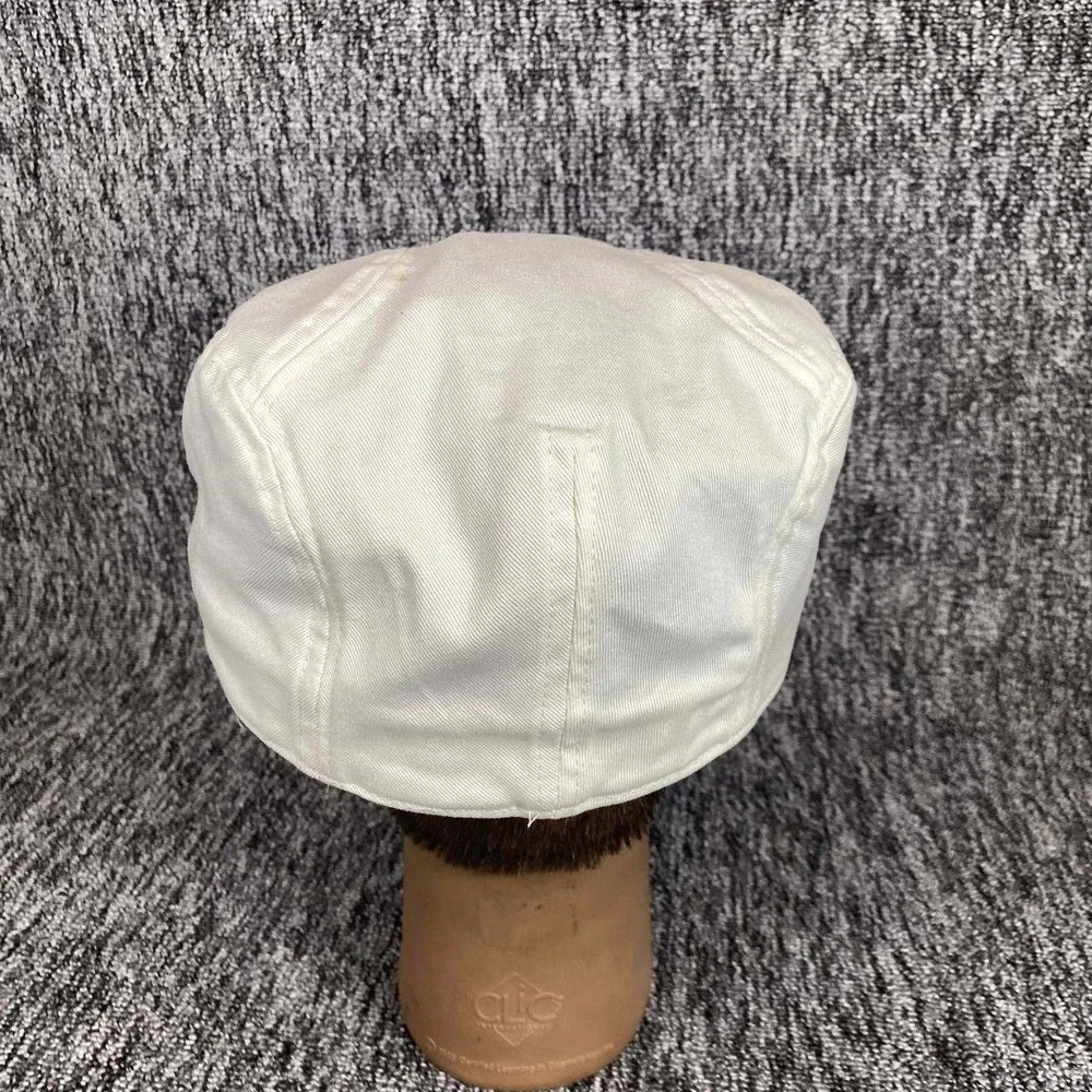 Botvela‎ Flat Cap Mens 59cm White Cotton Twill Ivy Newsboy Driving Hat